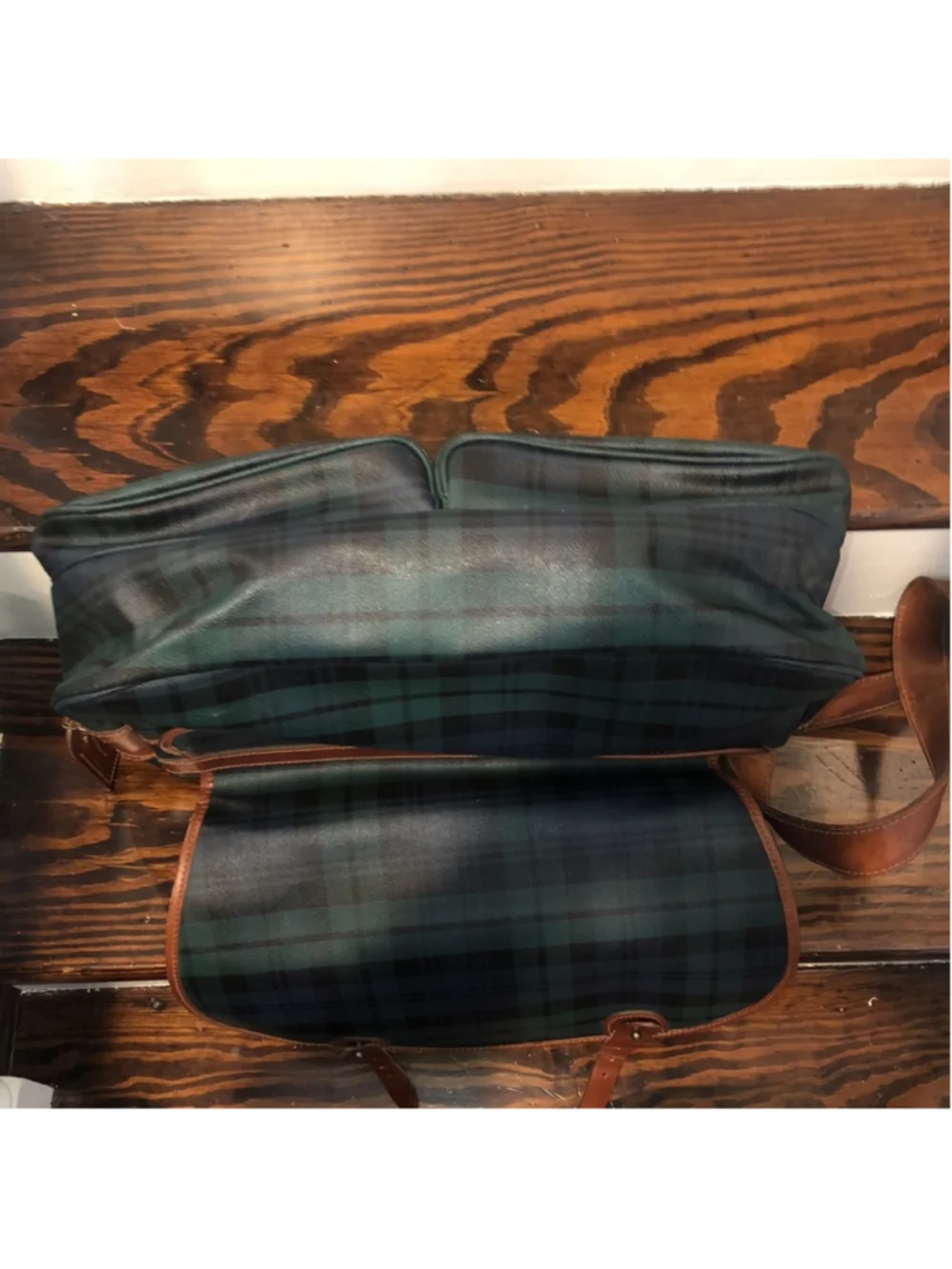 RALPH LAUREN Black Watch Plaid Crossbody Computer Messenger Tote Bag Vintage